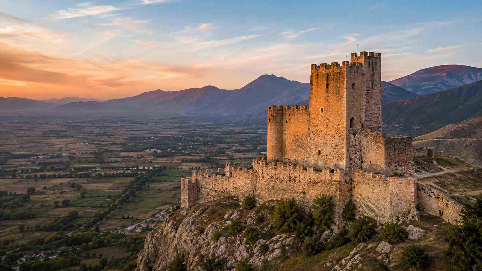 Piccolomini Castle in Celano, Abruzzo, overlooking the Fucino plain