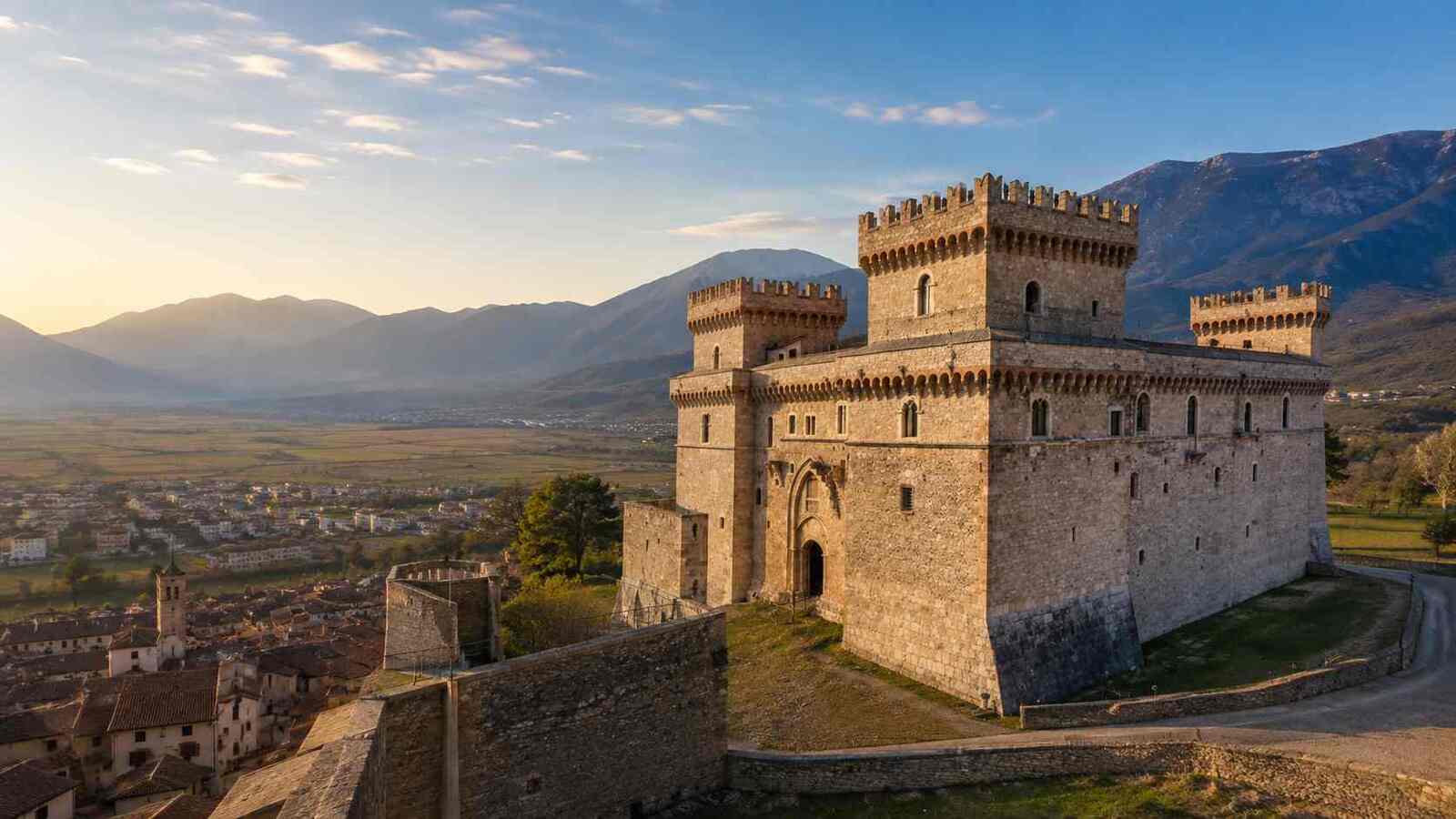 Piccolomini Castle in Celano, Abruzzo, overlooking the Fucino plain