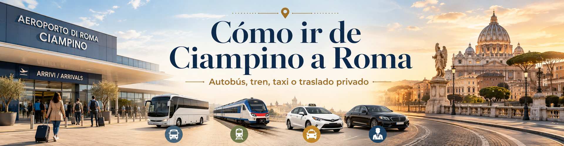 Cómo ir del aeropuerto de Ciampino a Roma en autobús, tren, taxi o traslado privado